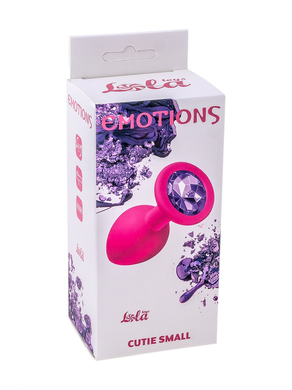 Анальная пробка розовая с фиолетовым кристаллом Emotions Cutie Small