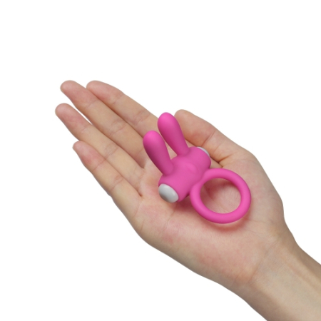 Розовое виброкольцо Power Clit Cockring Rabbit