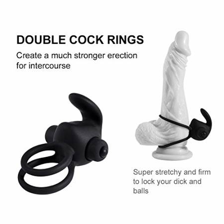 Двойное виброкольцо Power Clit Duo Silicone Cockring чёрное