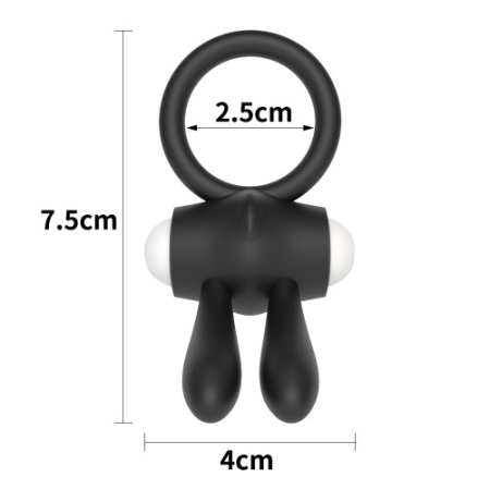 Черное виброкольцо Power Clit Cockring Rabbit