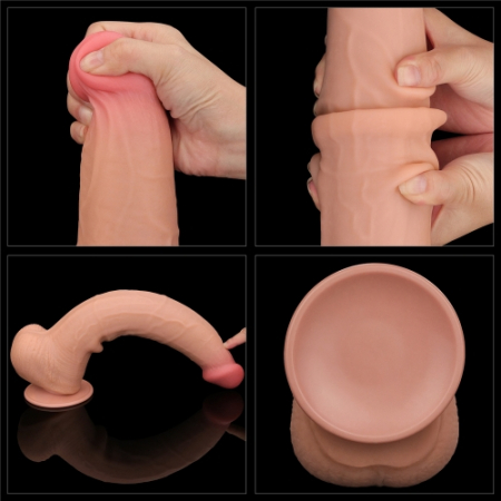 Реалистичный фаллоимитатор на присоске Sliding Skin Dual Layer Dong 34 см