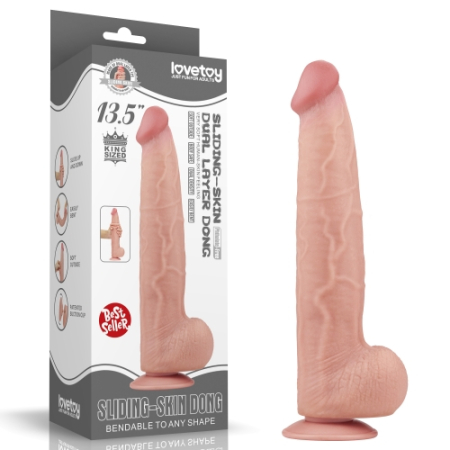 Реалистичный фаллоимитатор на присоске Sliding Skin Dual Layer Dong 34 см