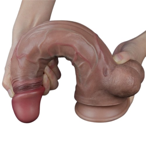 Реалистичный фаллос-мулат с рельефным стволом Lovetoy Silicone Cock 30 см