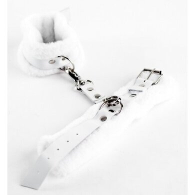 Поножи кожаные с нежным мехом белые