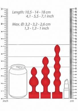 Набор красных анальных стимуляторов USB-Rechargeable Anal Set