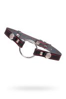 Кляп-кольцо из натуральной кожи с красной строчкой Pecado