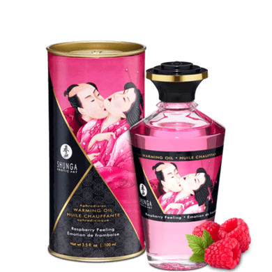 Съедобное разогревающее массажное масло со вкусом малины Shunga Raspberry Feeling (100 мл)