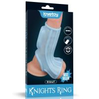 Рельефная вибронасадка на пенис и мошонку Vibrating Ridge Knights Ring with Scrotum Sleeve