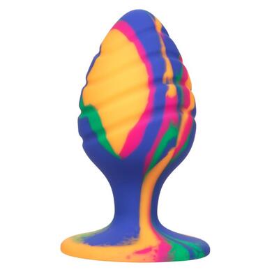 Яркая текстурированная анальная пробка на присоске Cheeky Large Swirl Tie-Dye Plug