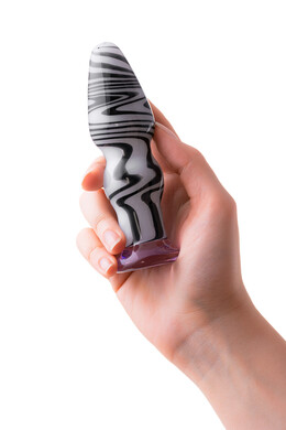 Анальная втулка из стекла бело-черная