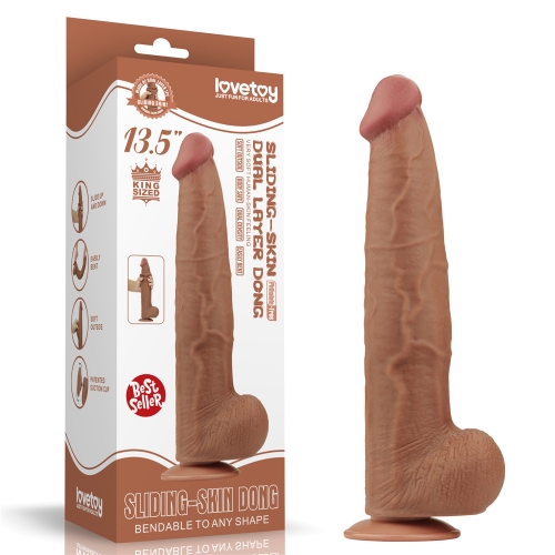 Реалистичный фаллоимитатор-мулат на присоске Lovetoy Sliding-Skin Dual Layer Dong 34 см