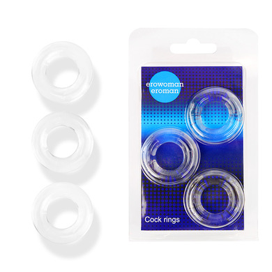 Набор эрекционных колец прозрачных "Erowoman-Eroman" (3 шт)