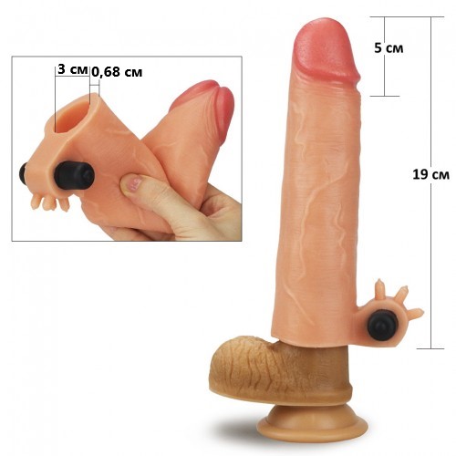 Насадка на пенис с вибрацией Revolutionary Silicone Nature Extender + 5 см