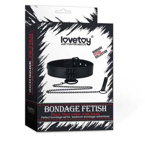 Ошейник с поводком на цепи Bondage Fetish Black Matt Collar With Leash