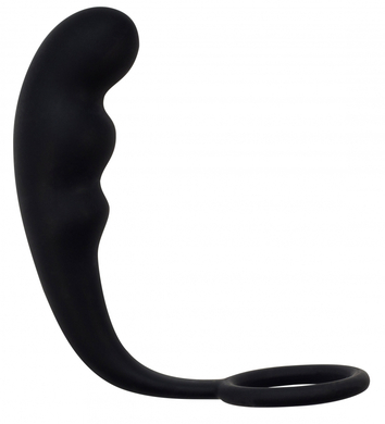 Анальный стимулятор с эрекционным кольцом черный Mountain Range Anal Plug