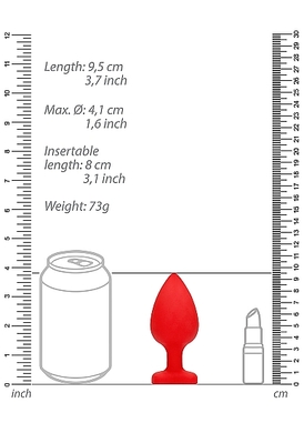 Анальная пробка красная Extra Large Diamond Heart Butt Plug