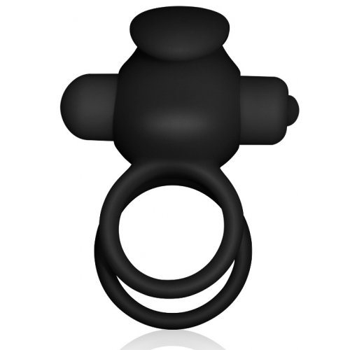 Двойное виброкольцо Power Clit Duo Silicone Cockring чёрное