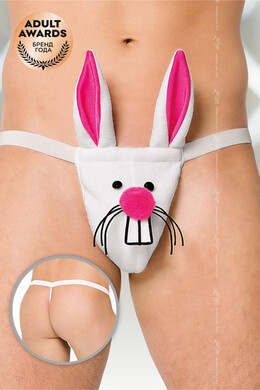 Мужские стринги белые "Кролик" SoftLine Collection, S/L