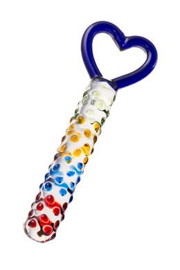 Фаллоимитатор из стекла с ручкой в форме сердца 22,5 см