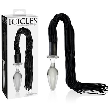 Анальная пробка из стекла с хвостом-флоггером