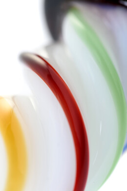 Двусторонний фаллоимитатор из стекла янтарно-разноцветный