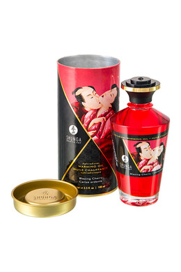 Съедобное разогревающее массажное масло со вкусом вишни Shunga Blazing Cherry (100 мл)