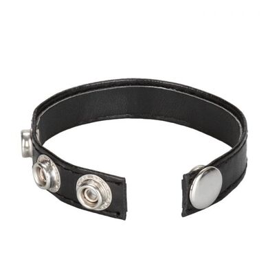 Черное кожаное эрекционное кольцо Leather 3-Snap Ring