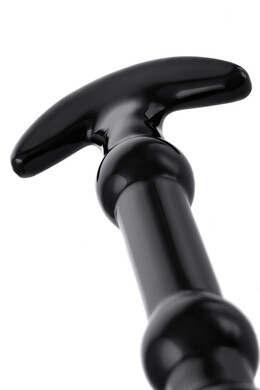 Чёрная анальная втулка из стекла с ограничителем 19 см