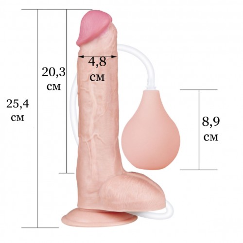 Реалистичный фаллос с имитацией семяизвержения Lovetoy Squirt Extreme 25 см