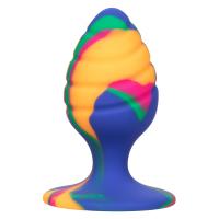 Яркая текстурированная анальная пробка на присоске Cheeky Medium Swirl Tie-Dye Plug