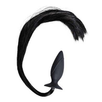 Черная анальная втулка с хвостом Horny Pony Plug