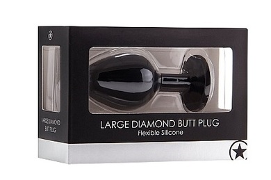 Черная анальная пробка с кристаллом Diamond Butt Plug Medium