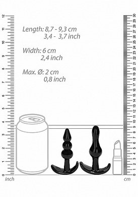 Набор черных анальных пробок для ношения No. 80 4-Piece Butt Plug Set