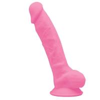 Фаллоимитатор розовый на присоске светящийся в темноте SILEXD Model 1 17,5 см