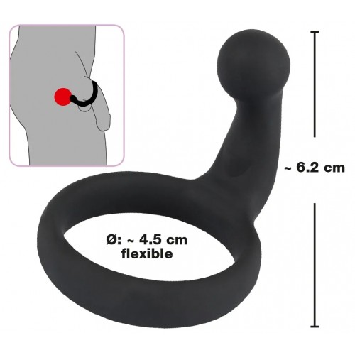 Эрекционное кольцо со стимулятором промежности Black Velvets