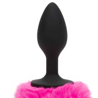 Анальная пробка силиконовая с розовым хвостиком Happy Rabbit, размер L