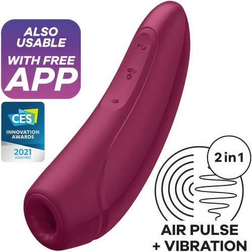 Вакуумный смарт-стимулятор клитора с вибрацией красный Curvy 1+ Satisfyer 