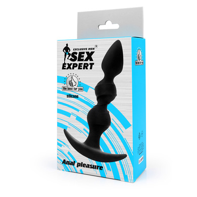 Анальная втулка в виде елочки чёрная Sex Expert
