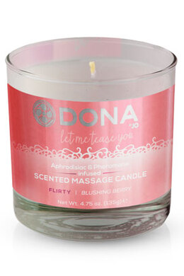 Массажная свеча с феромонами и афродизиаками "Флирт" DONA Scented Massage Candle Flirty Aroma: Blushing Berry (135 мл)