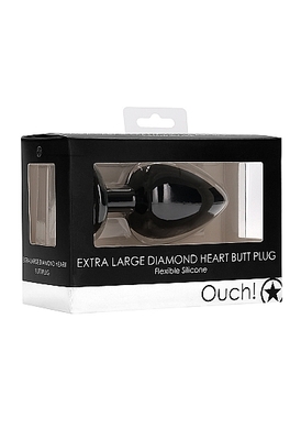 Анальная пробка черная Extra Large Diamond Heart Butt Plug