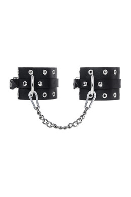 Оковы черные однослойные из натуральной кожи с люверсами Pecado