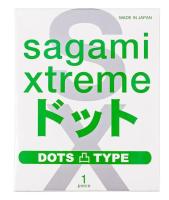 Презервативы анатомической формы с рельефными точками латексные Sagami Xtreme dots Type-E (1 шт)
