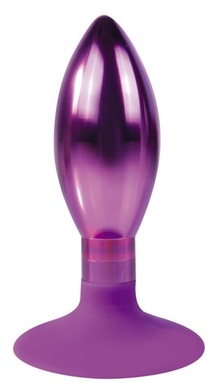 Анальная металлическая фиолетовая втулка с силиконовым основанием-присоской, M