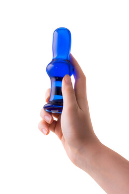 Анальная втулка из стекла синяя 13,5 см