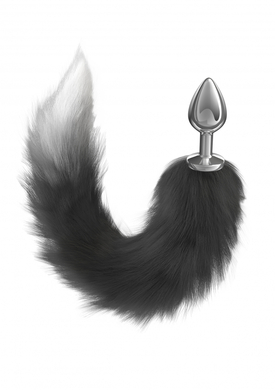 Анальная пробка металлическая с черным хвостиком Diamond Starlit
