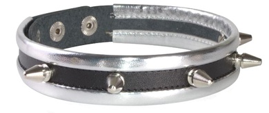 Ошейник с шипами серебристый кожаный