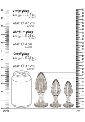 Набор серебристых анальных пробок Acrylic Goldchip Butt Plug Set