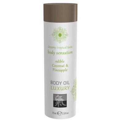 Съедобное масло для массажа Shiatsu Кокос и ананас (75 мл)