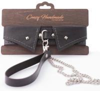 Ошейник-воротник из натуральной кожи с поводком