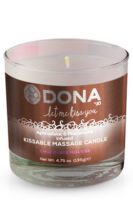 Вкусовая массажная свеча с феромонами и ароматом "Шоколадный мусс" DONA Kissable Massage Candle Chocolate Mousse (135 мл)